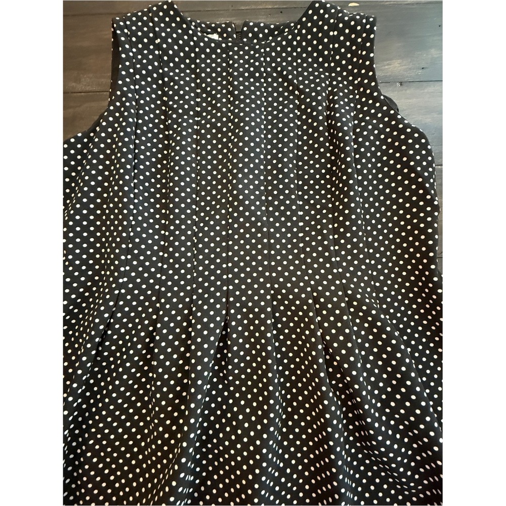 Anne Klein Black Dress with White Polka Dots Size 14W - Picture 4 of 16